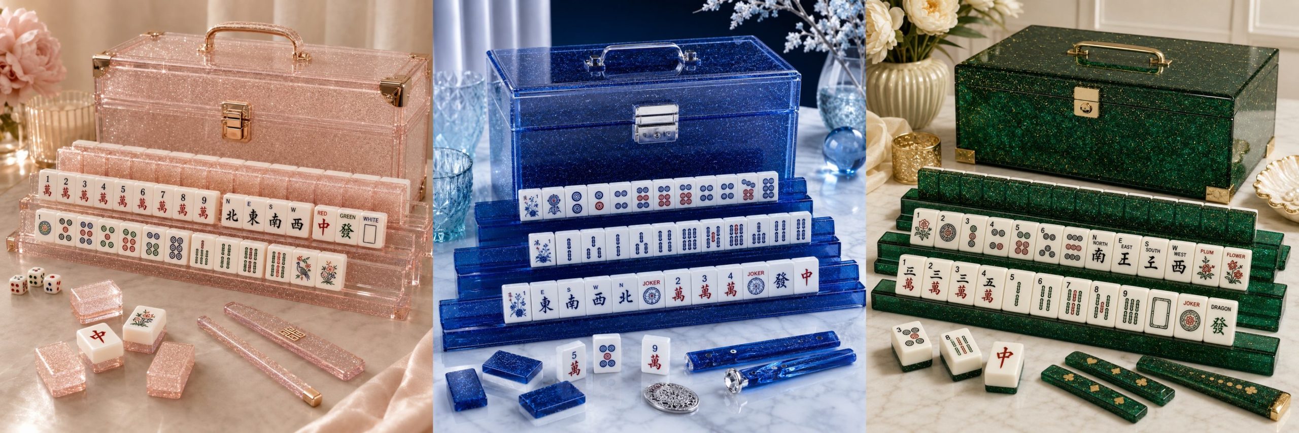 Glitter acrylic mahjong racks and pushers