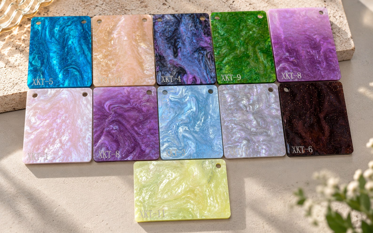 pearlescent acrylic sheets in assorted colors
